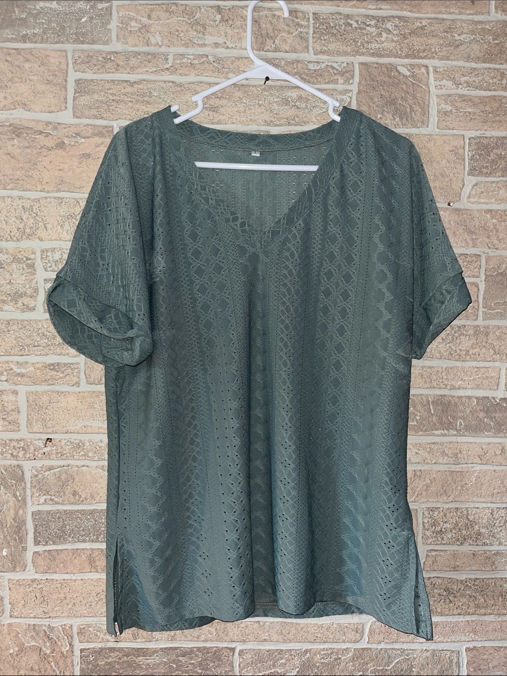 Relaxed V-Neck Tunic Top in Dark Teal